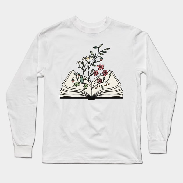 flowers growing from the book Long Sleeve T-Shirt by OnlyMySide